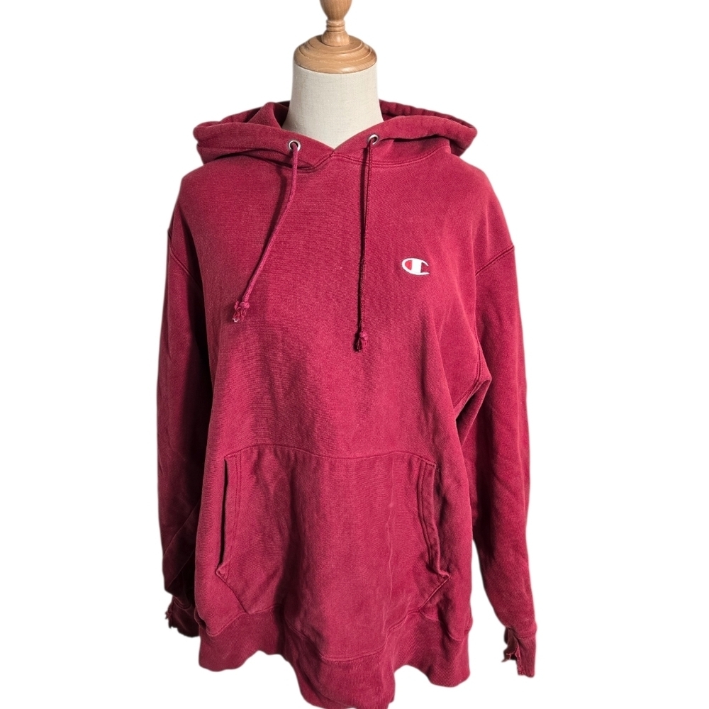Champion Vintage Reverse Weave Red Hoodie Sweatshirt